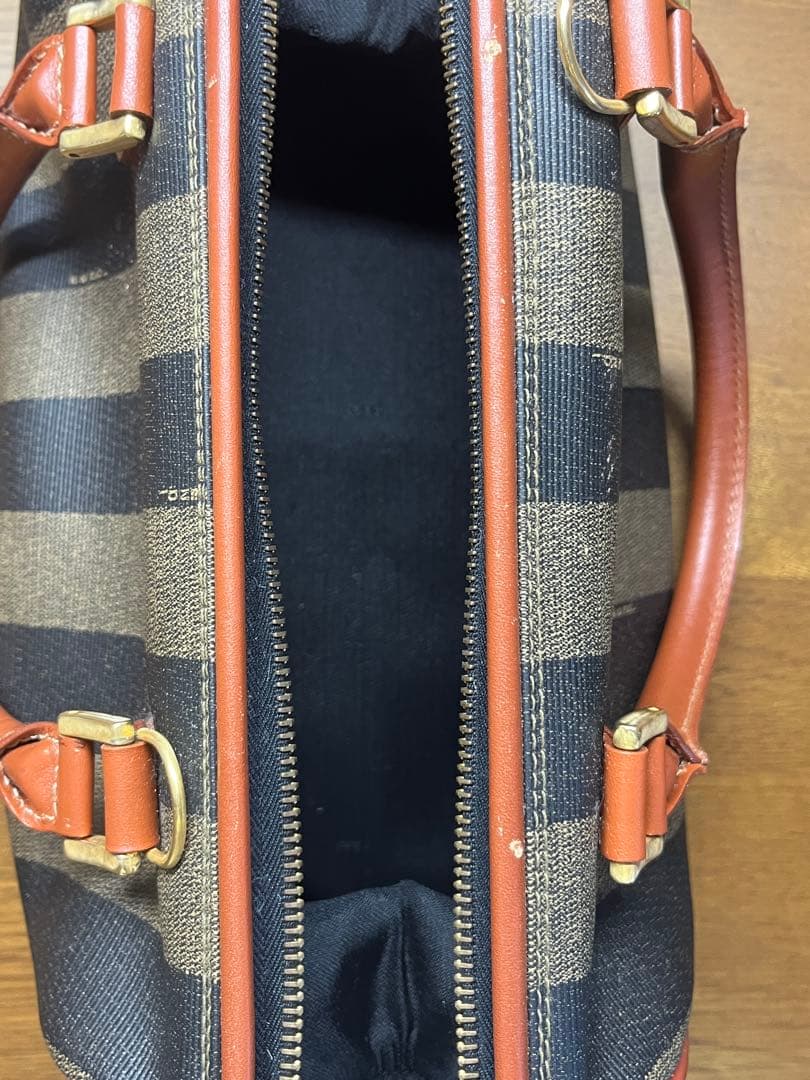 Fendi ボストンバッグ ネイビー ブラウン ストライプ