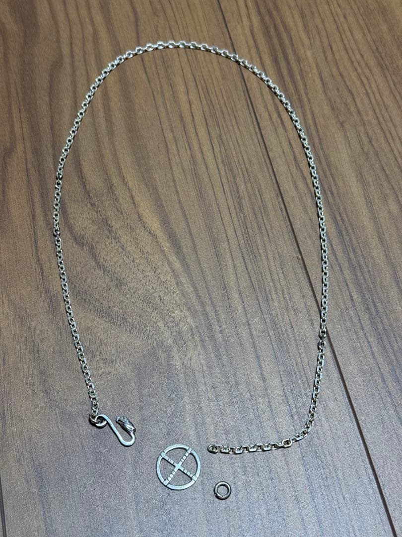 MOTO silver 大フェザーネックレス革紐・チェーンセット