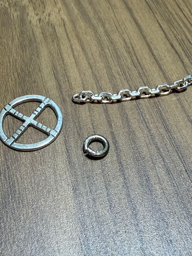 MOTO silver 大フェザーネックレス革紐・チェーンセット