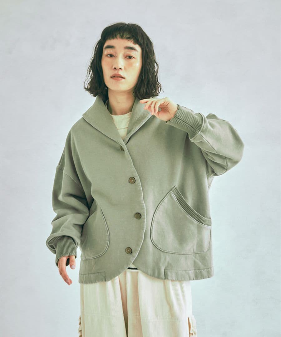 tumugu✮今期新作 コットン裏起毛ニットジャケット