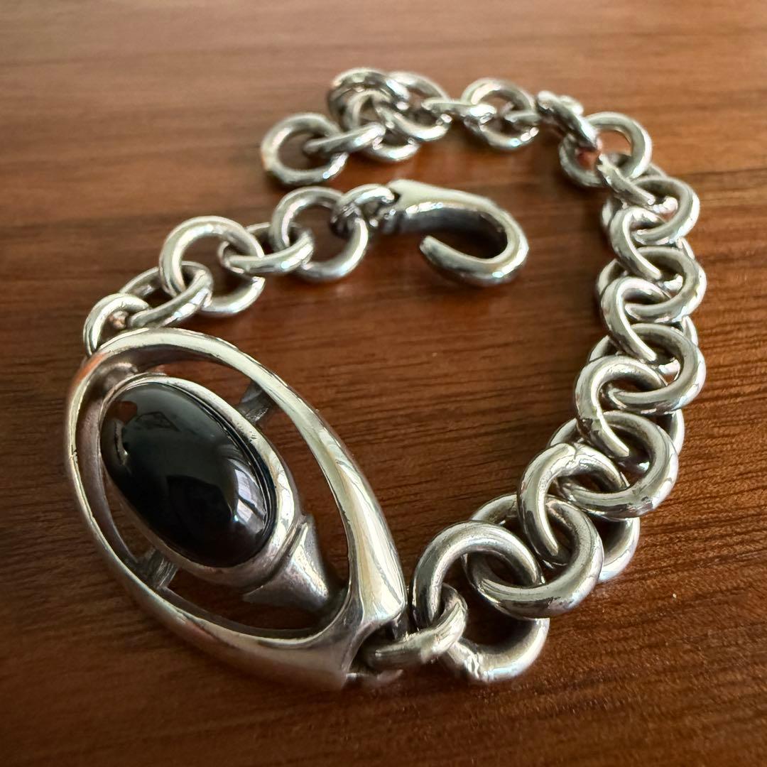 シルバー925無垢ビンテージデットストック　オニキスenigmaブレスレット本物