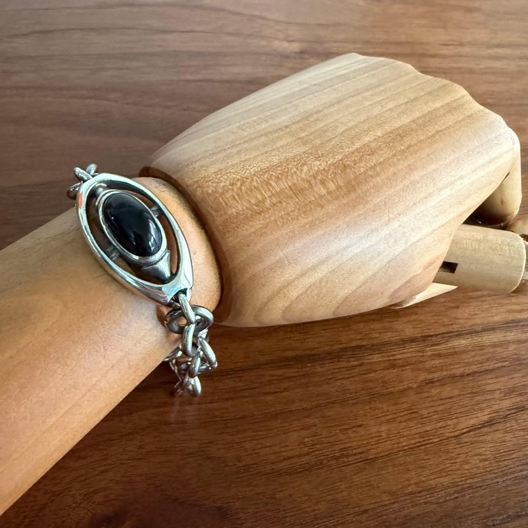 シルバー925無垢ビンテージデットストック　オニキスenigmaブレスレット本物
