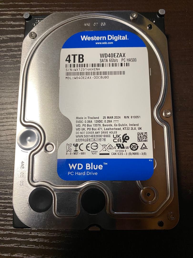 内蔵型ハードディスクドライブ Western Digital WD40EZAX 4TB HDD