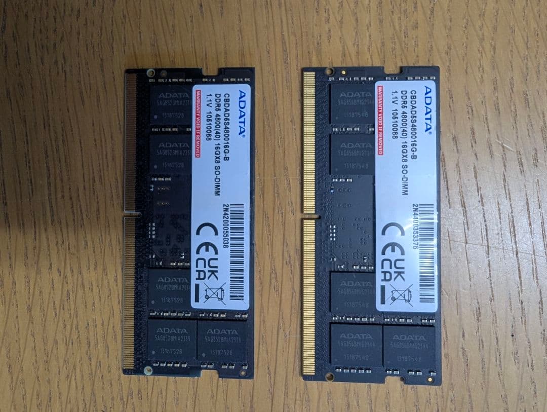 【ノート用メモリ】ADATA DDR5 SO-DIMM 16G×2