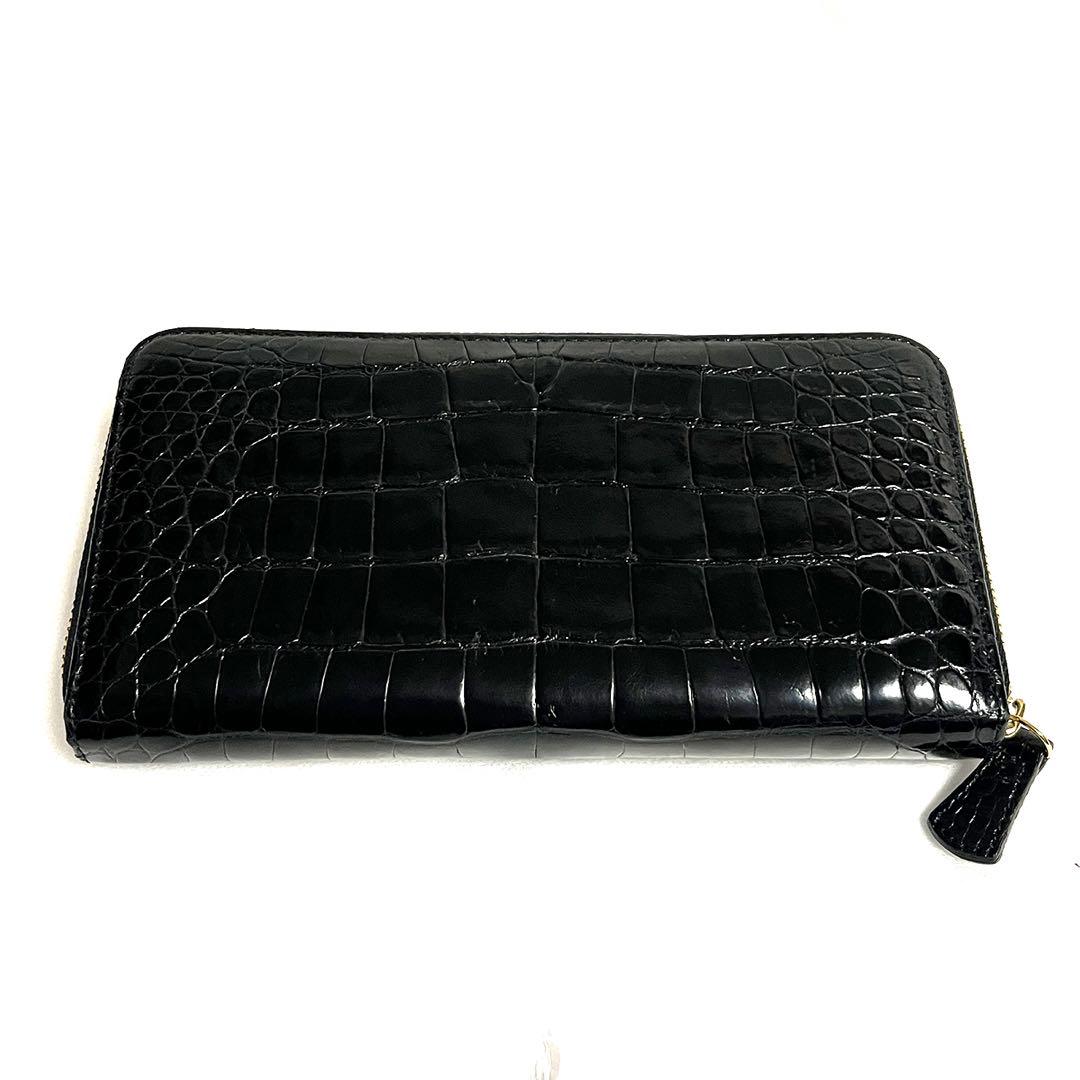 クロコダイル ポロサス 長財布 ラウンドファスナー JRA認定 ゴールドパイソン