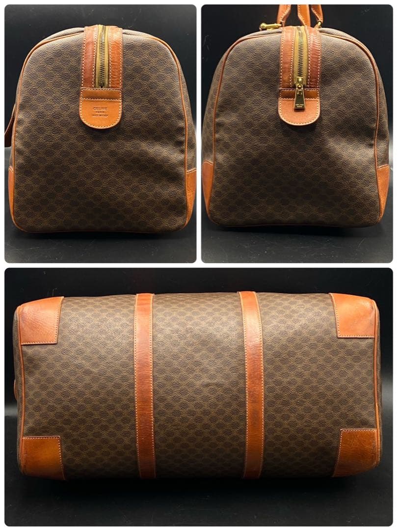 セリーヌ マカダム柄 トリオンフロゴ ボストンバッグ ブラウン