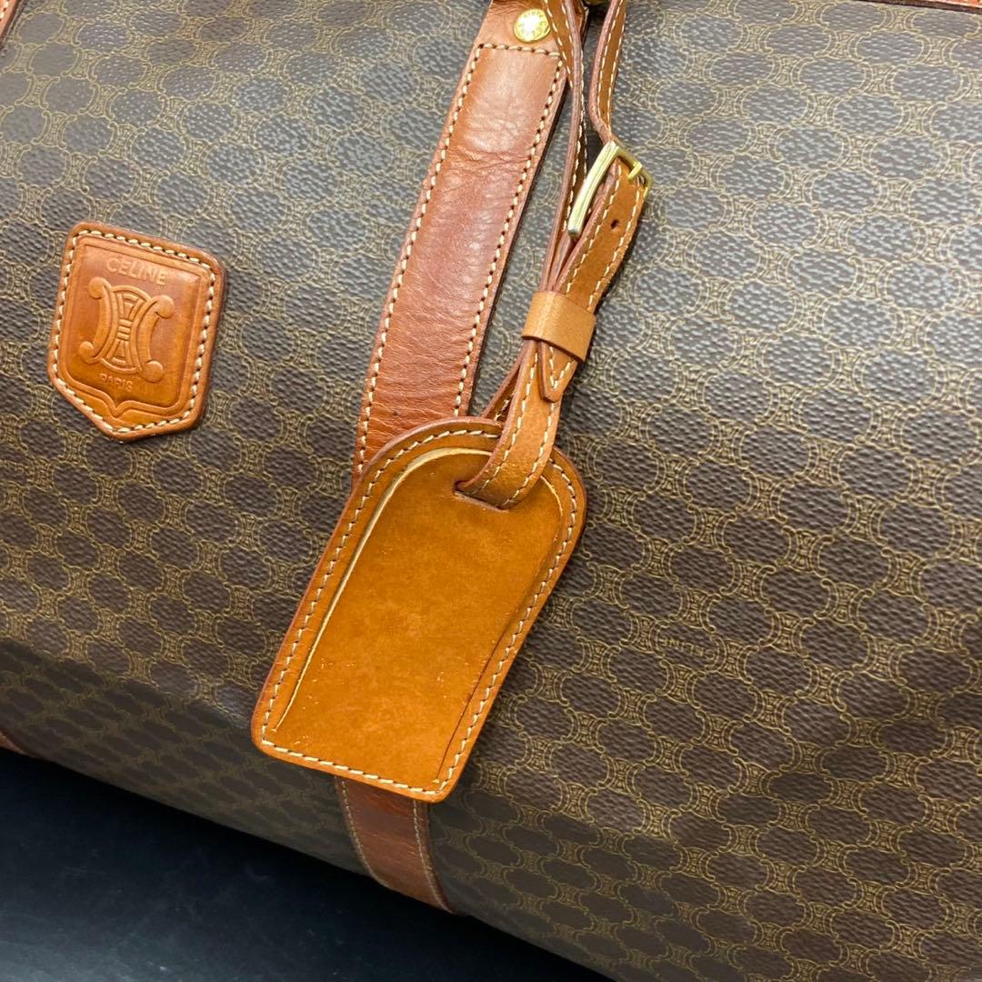 セリーヌ マカダム柄 トリオンフロゴ ボストンバッグ ブラウン