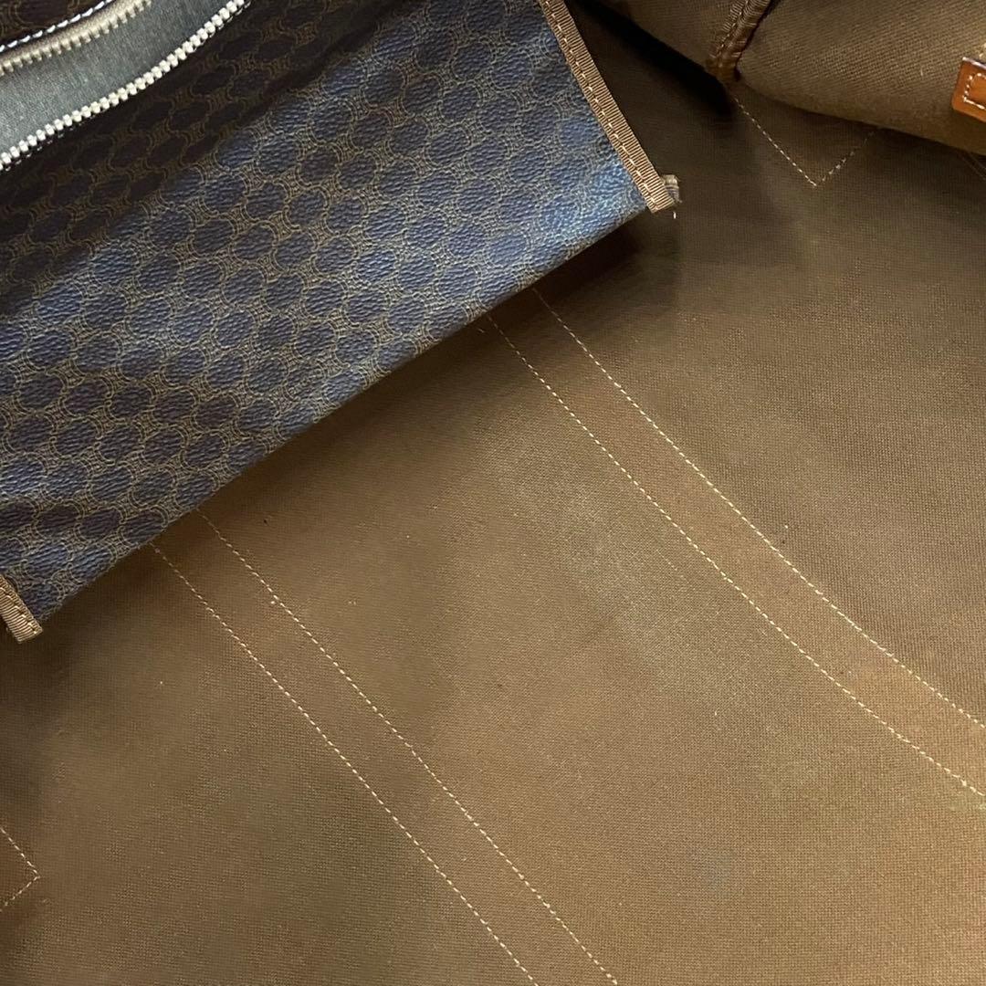 セリーヌ マカダム柄 トリオンフロゴ ボストンバッグ ブラウン