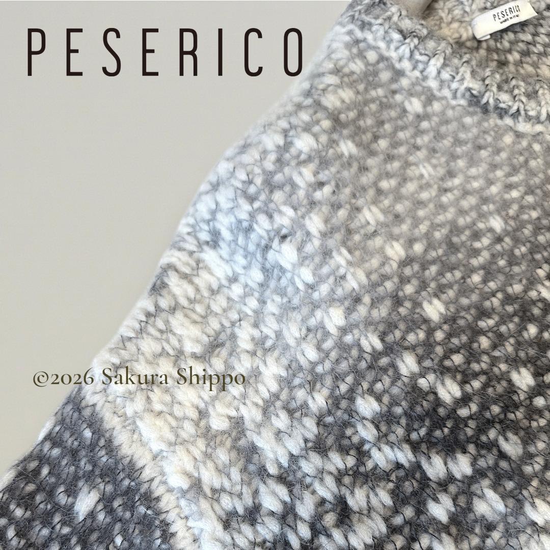 新品同ペゼリコ　アルパカブレンド ネップヤーン メランジ ヨークニット セーター