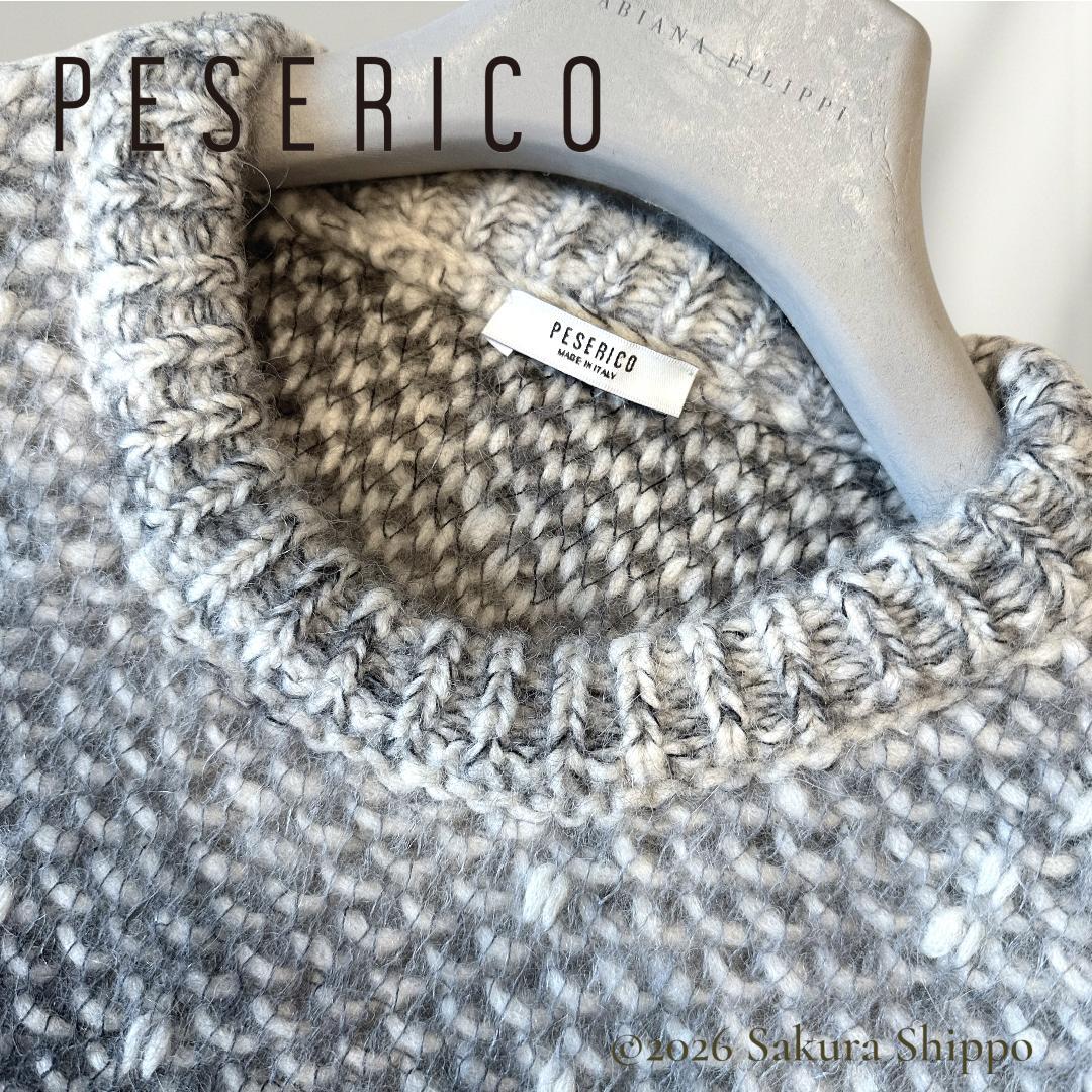 新品同ペゼリコ　アルパカブレンド ネップヤーン メランジ ヨークニット セーター