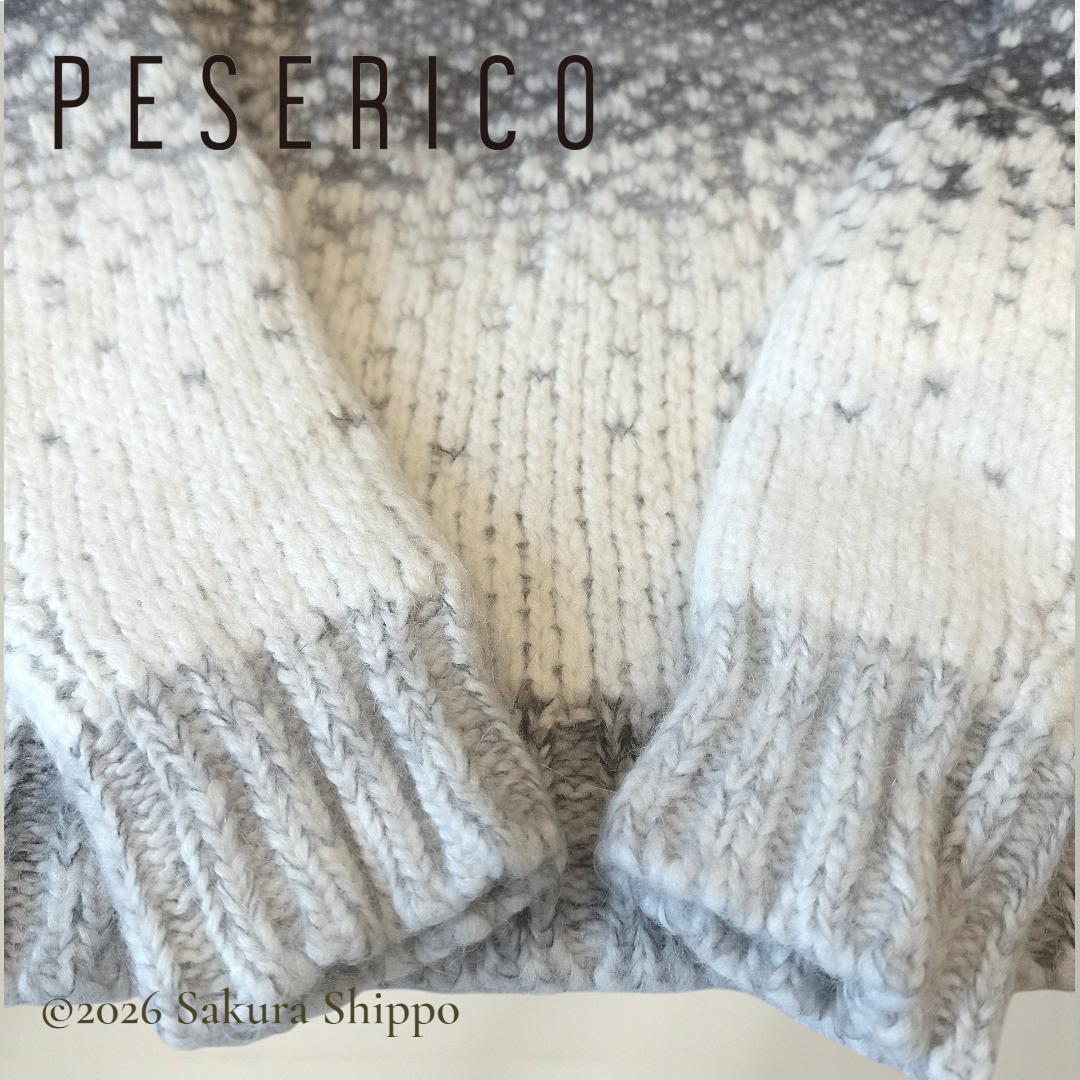 新品同ペゼリコ　アルパカブレンド ネップヤーン メランジ ヨークニット セーター