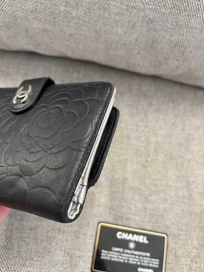 CHANEL カメリア　二つ折り財布　ブラック　正規品