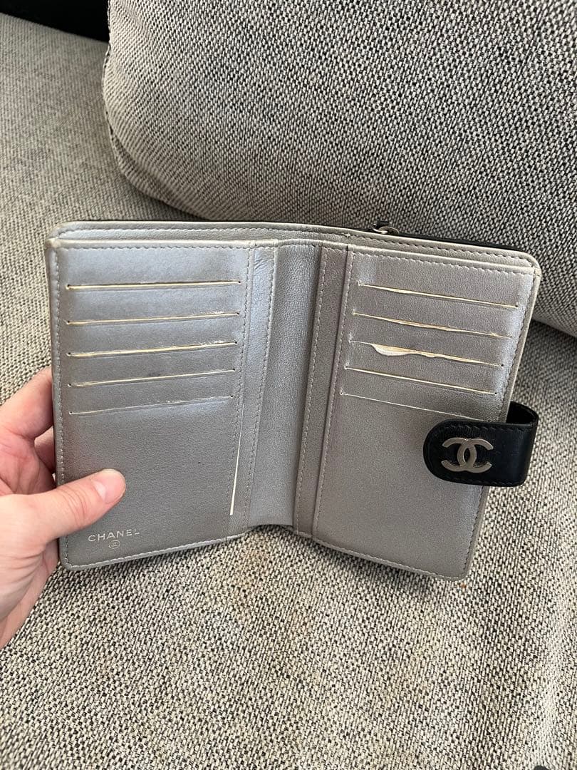 CHANEL カメリア　二つ折り財布　ブラック　正規品