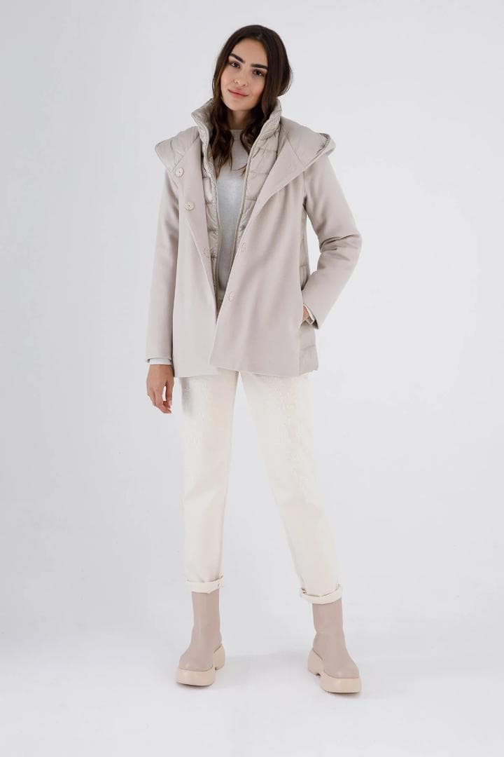 HERNO｜21AW ウール パデット ダウンコート ピンクベージュ 44