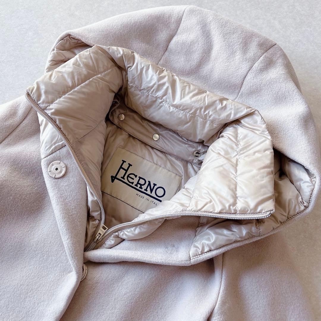 HERNO｜21AW ウール パデット ダウンコート ピンクベージュ 44