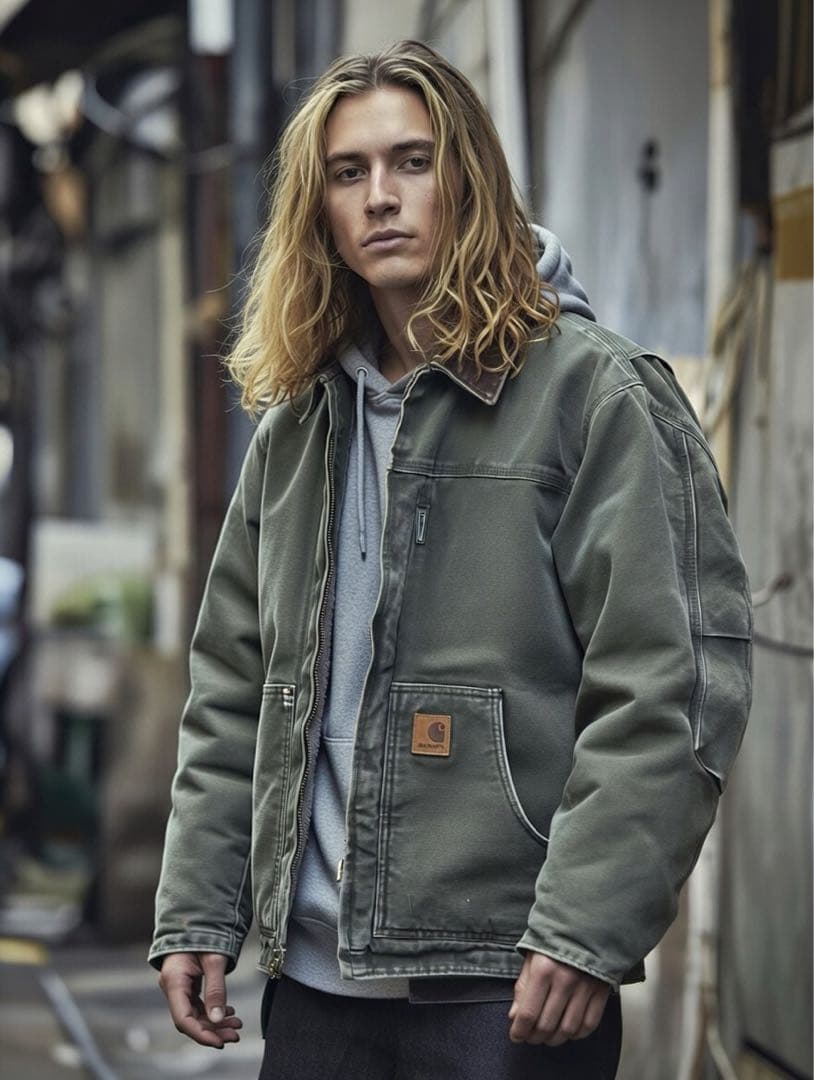 carhartt 短丈 リッジコート 企業ロゴ アーミーグリーン