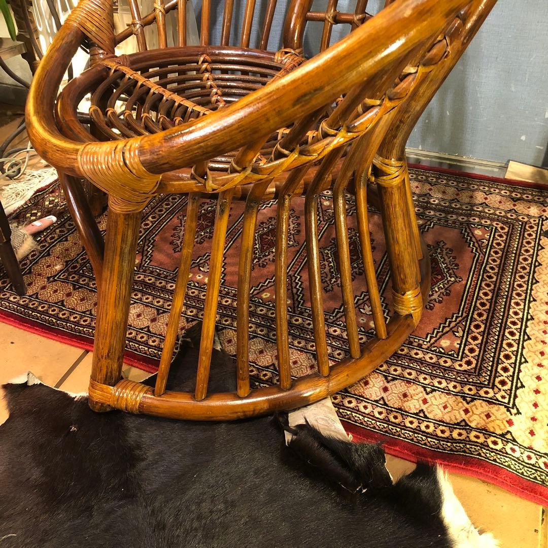 古家具ビンテージ　籐ラタン　シングルチェア 椅子 ラタンチェア