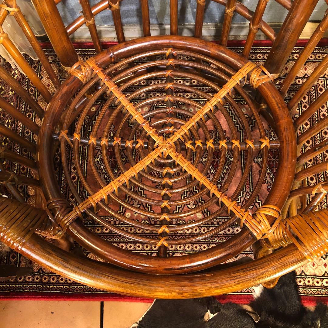 古家具ビンテージ　籐ラタン　シングルチェア 椅子 ラタンチェア