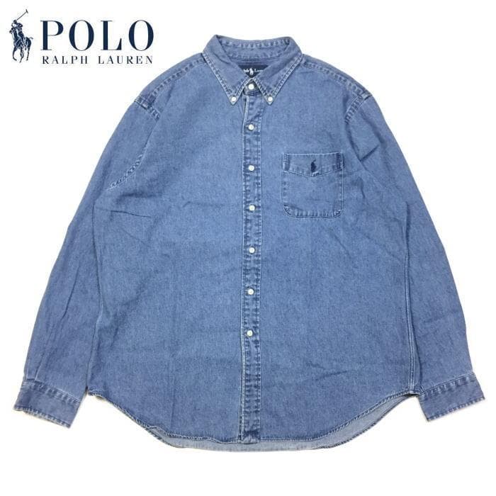 美品 ＸＬ ラルフローレ インデイゴ 長袖シャツ デニムシャツ ヴィンテージ
