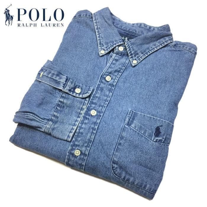 美品 ＸＬ ラルフローレ インデイゴ 長袖シャツ デニムシャツ ヴィンテージ