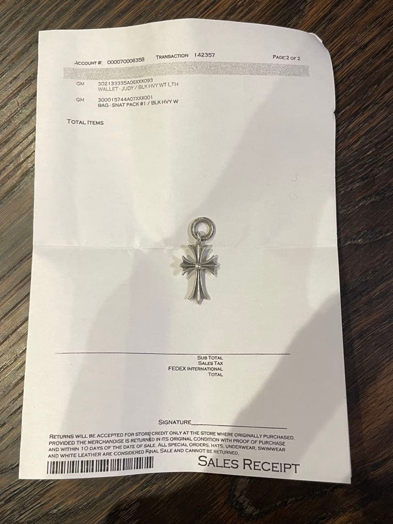 クロムハーツ タイニーCHクロス ペンダントトップ 925