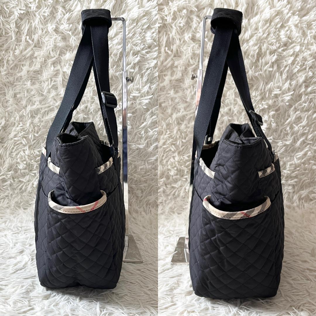 バーバリー マザーズバッグ キルティング ノバチェック トートバッグ 大容量 黒