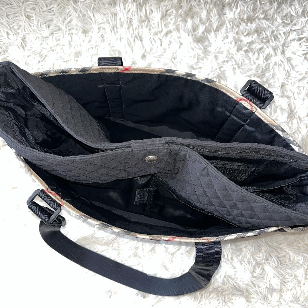 バーバリー マザーズバッグ キルティング ノバチェック トートバッグ 大容量 黒