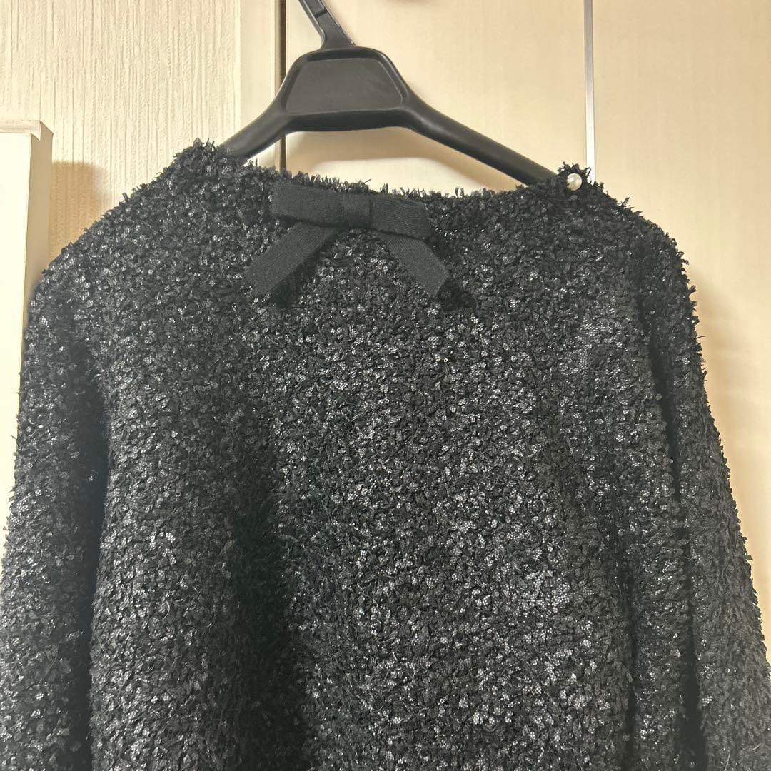 M'S GRACY 42黒 パール装飾 ニット