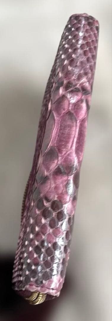 パイソンハンドバッグ ＆ウォレット　グレージュ×ピンキッシュパープル　2セット