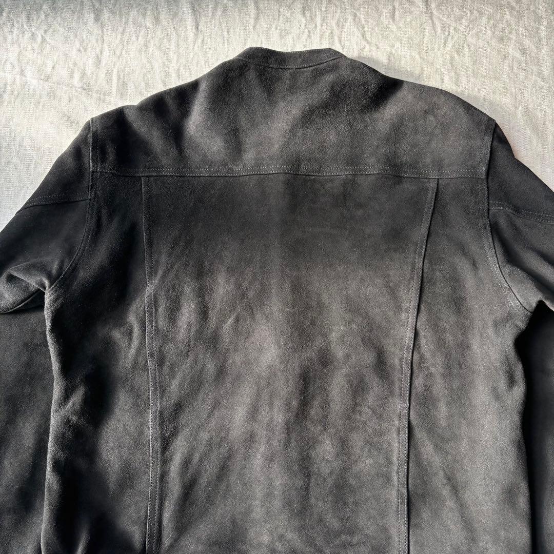 BEAUTY & YOUTH スウェード ノーカラー ブラック レザージャケット