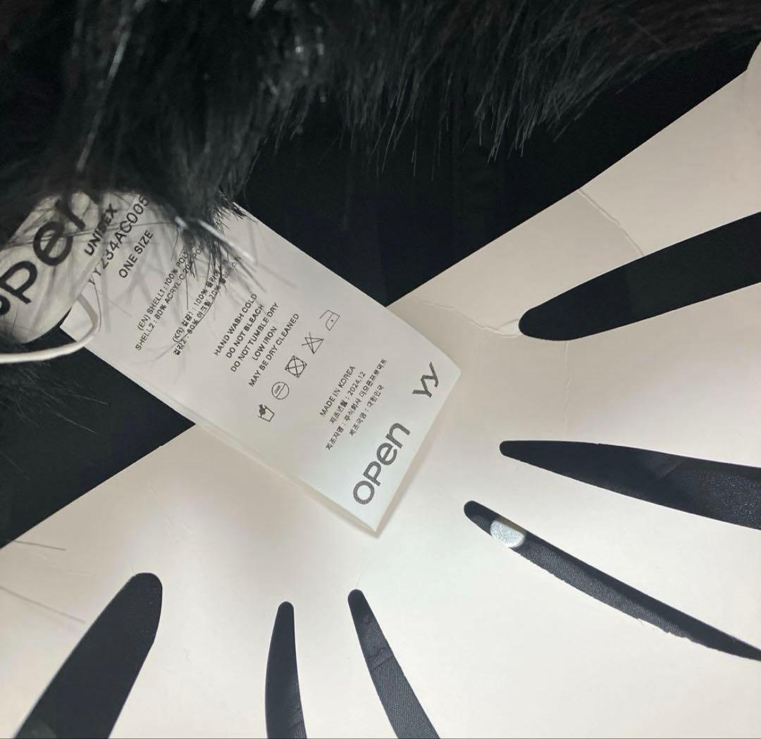 Open YY Faux Fur Earflap Cap Black キャップ