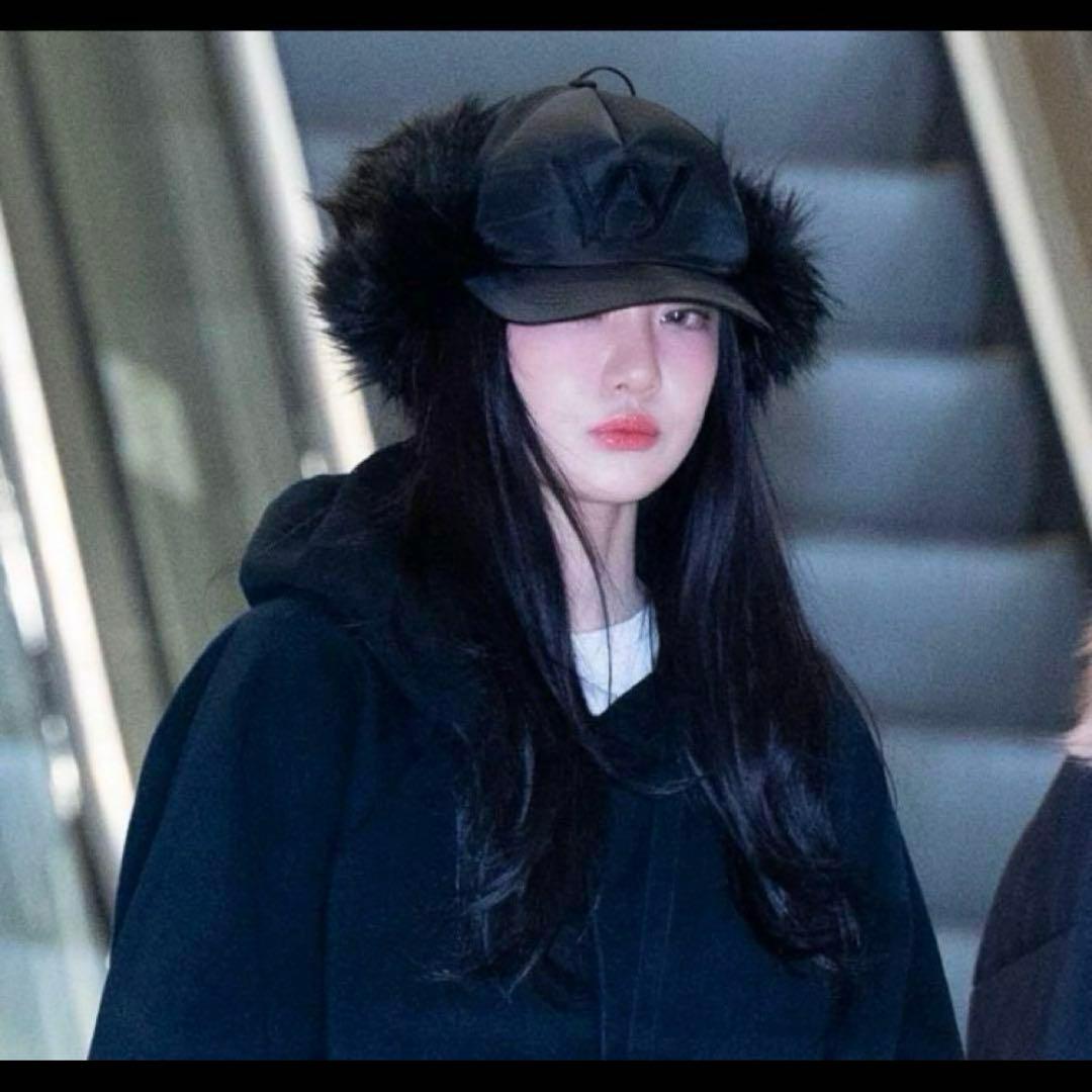 Open YY Faux Fur Earflap Cap Black キャップ