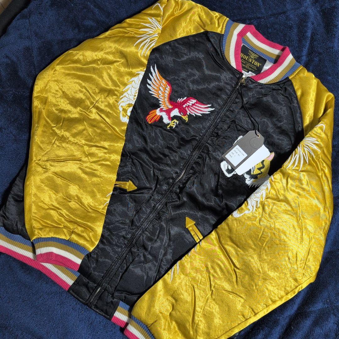 新品　ヒューストン　スカジャン 鷲と虎と龍刺繍　レイヨン　スーベニアジャケット