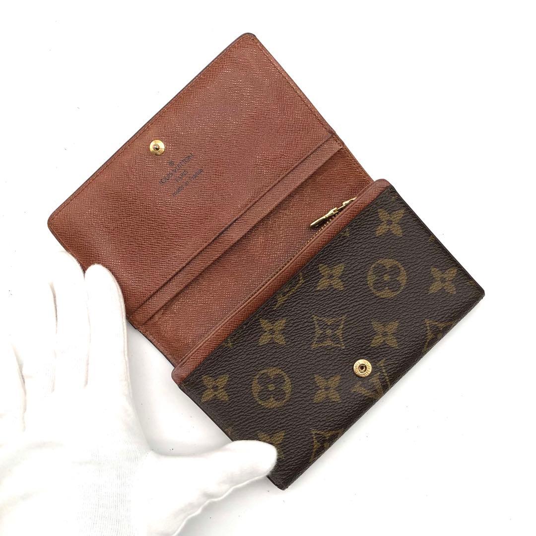 ルイヴィトン ポルトモネジップ 二つ折り財布 モノグラム ブラウン トレゾール