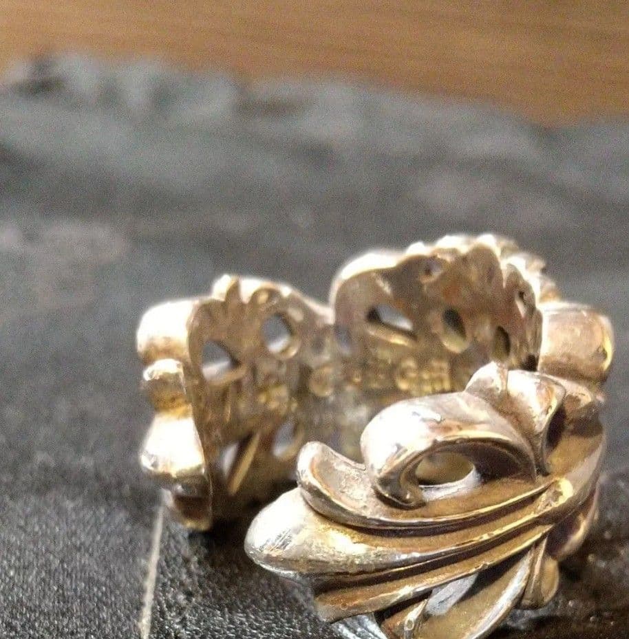 シルバー925ダブルフローラルクロスリング