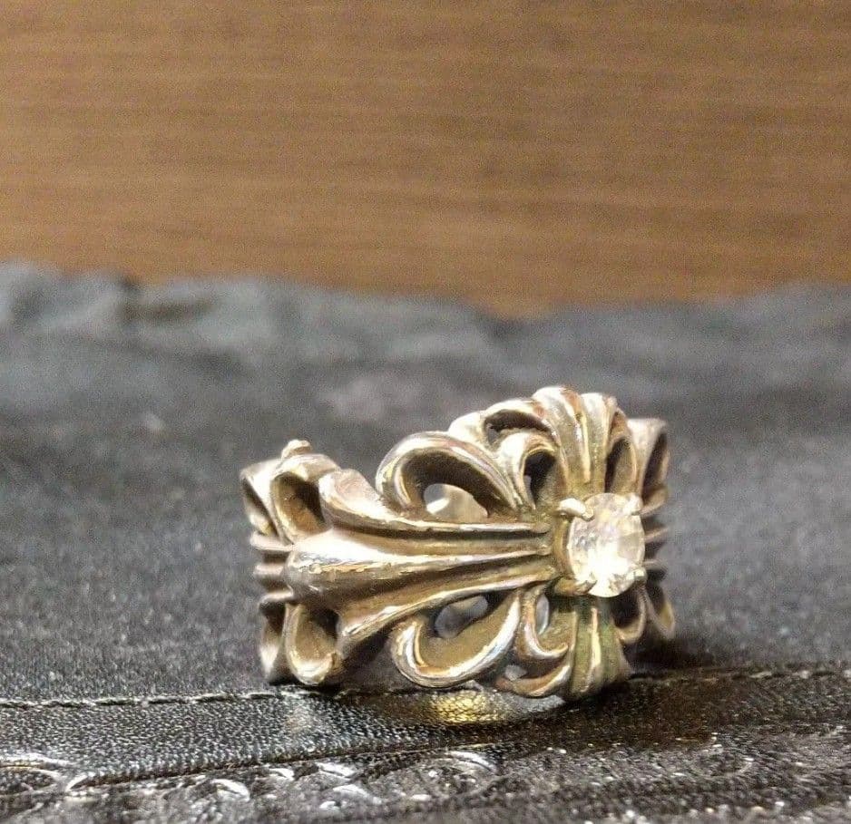 シルバー925ダブルフローラルクロスリング