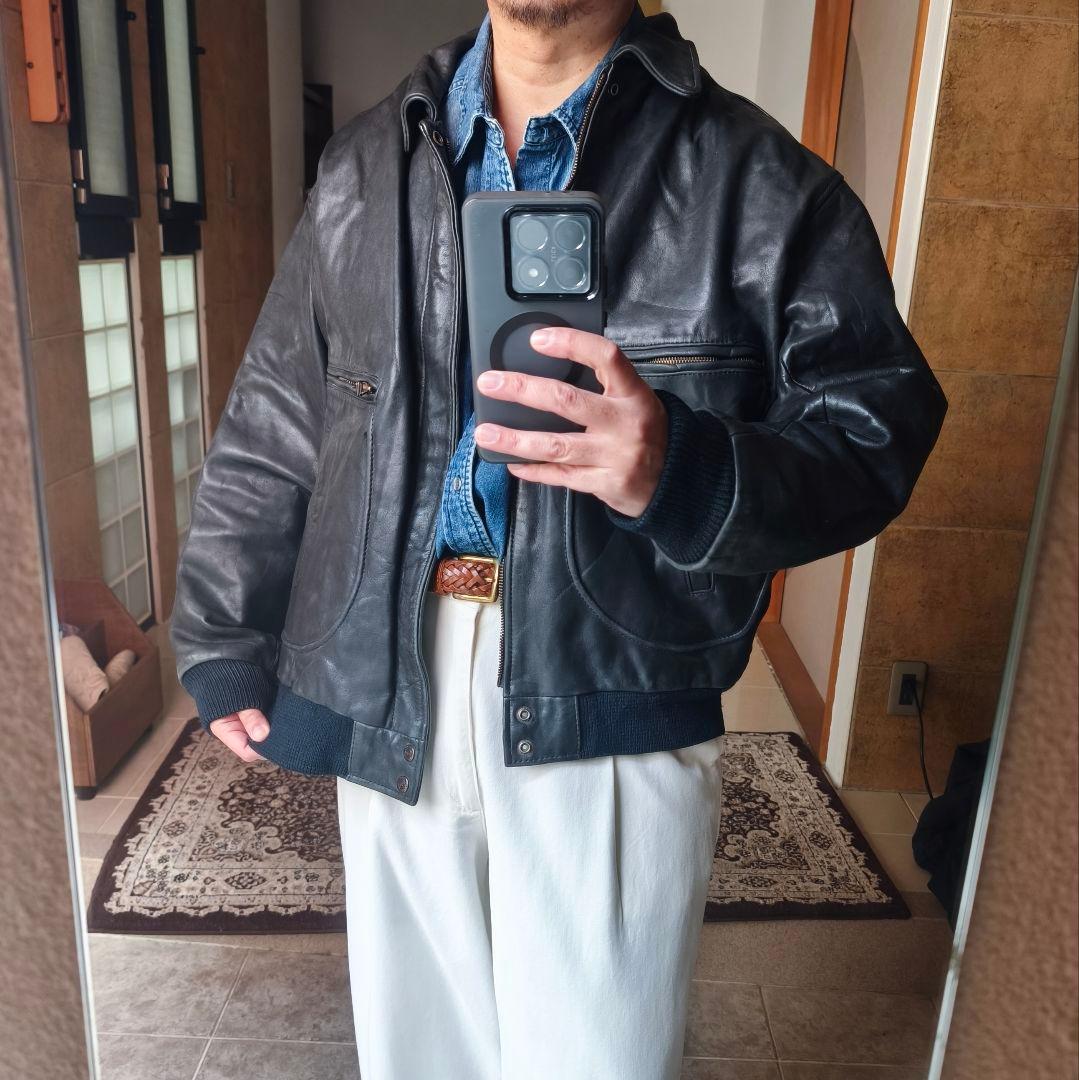 h*s様 A-2 レザーフライトジャケット　ブラック