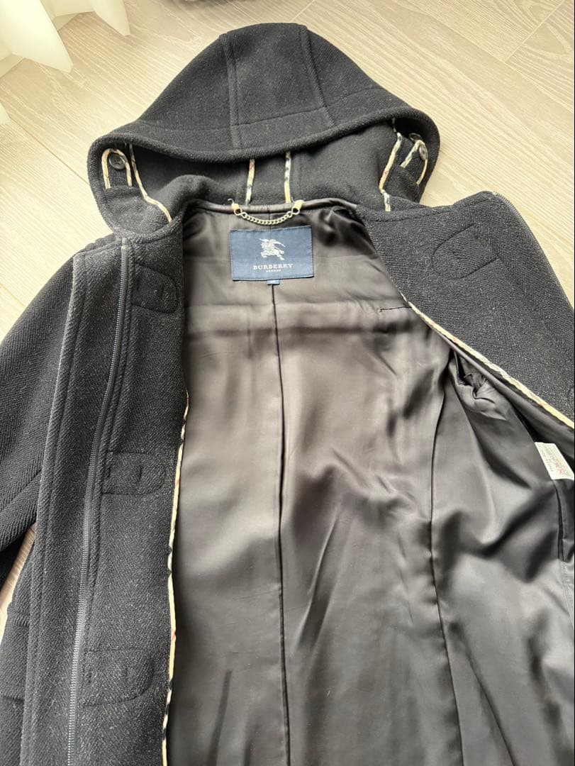 BURBERRY バーバリー　黒 ヘリンボーン　ダッフルコート