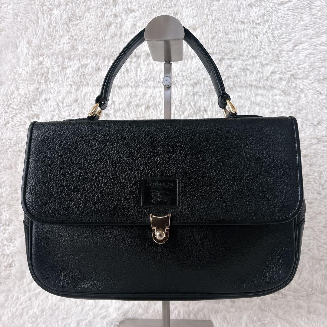 Burberrys ハンドバッグ ノバチェック シャドーホース オールレザー 黒