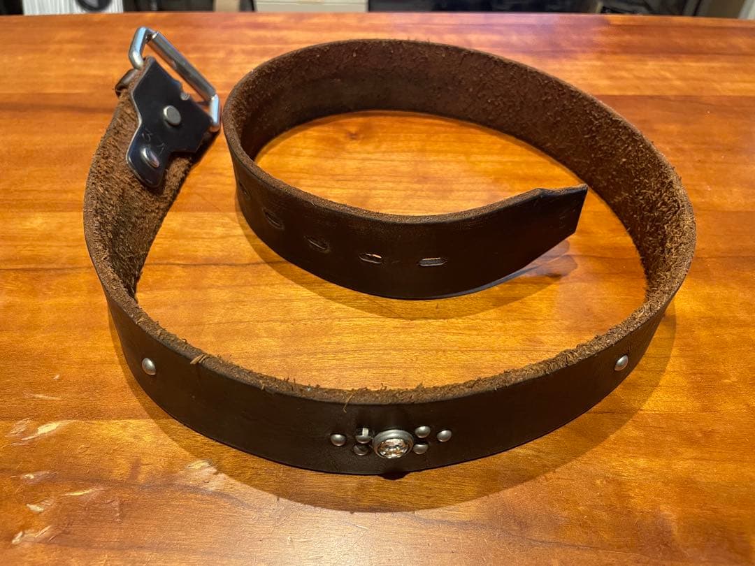 HTC レザー スタッズベルト 茶芯 MADE IN USA 34