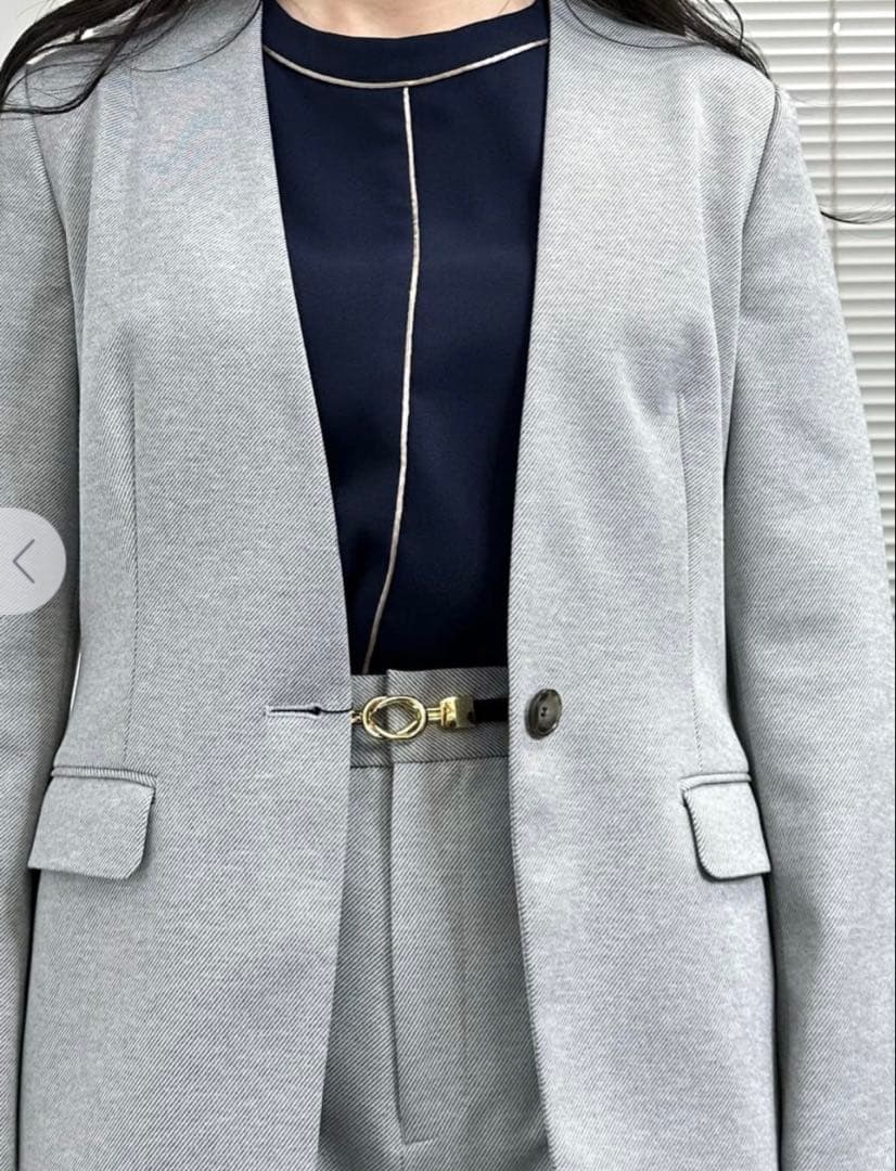 新品 アオキ⭐️ジュンコシマダ カルゼジャージー ノーカラーセットアップスーツ