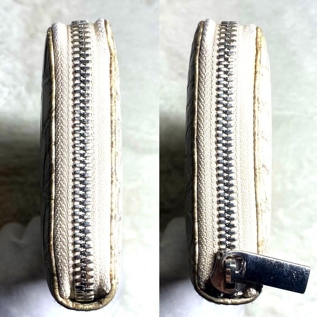 【かつ】✨美品✨ヒマラヤ　クロコダイル　鰐革　長財布　ホワイト