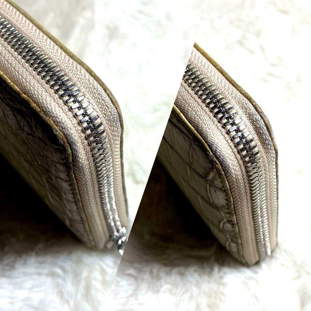 【かつ】✨美品✨ヒマラヤ　クロコダイル　鰐革　長財布　ホワイト