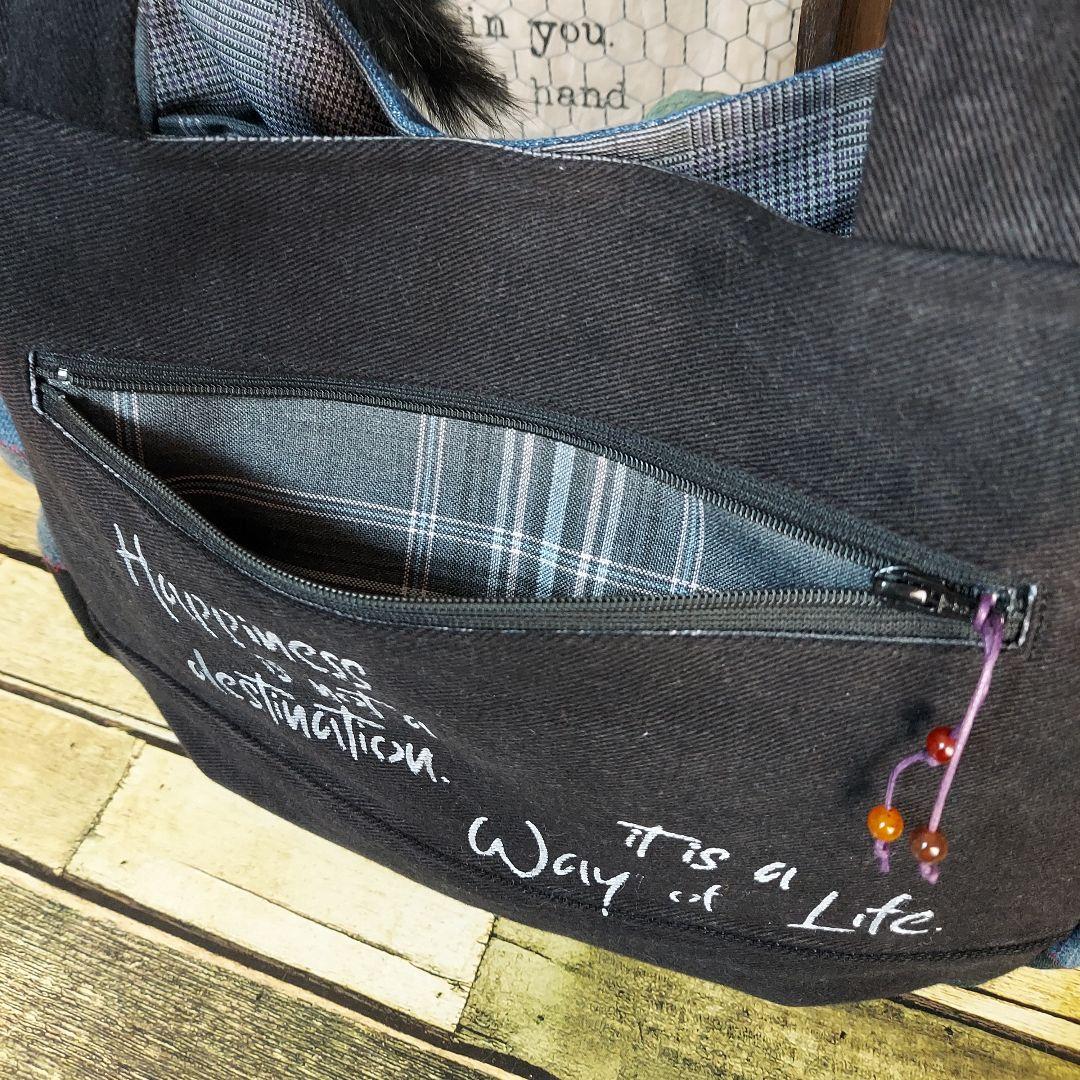【ふはち】刺繍デニムバック　No.655　ショルダーベルト
