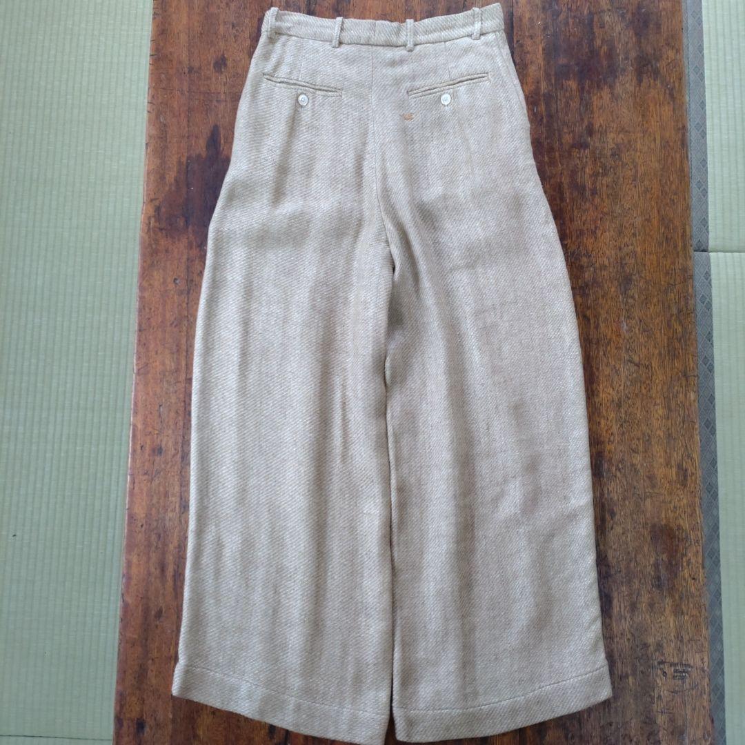 45R☆二重織り 天然リネンワイドパンツ/ナチュラルベージュ♪