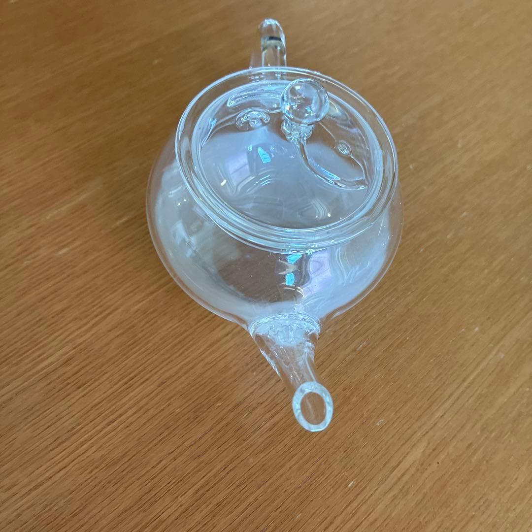 小川流煎茶道具　ガラス製急須 紋入。