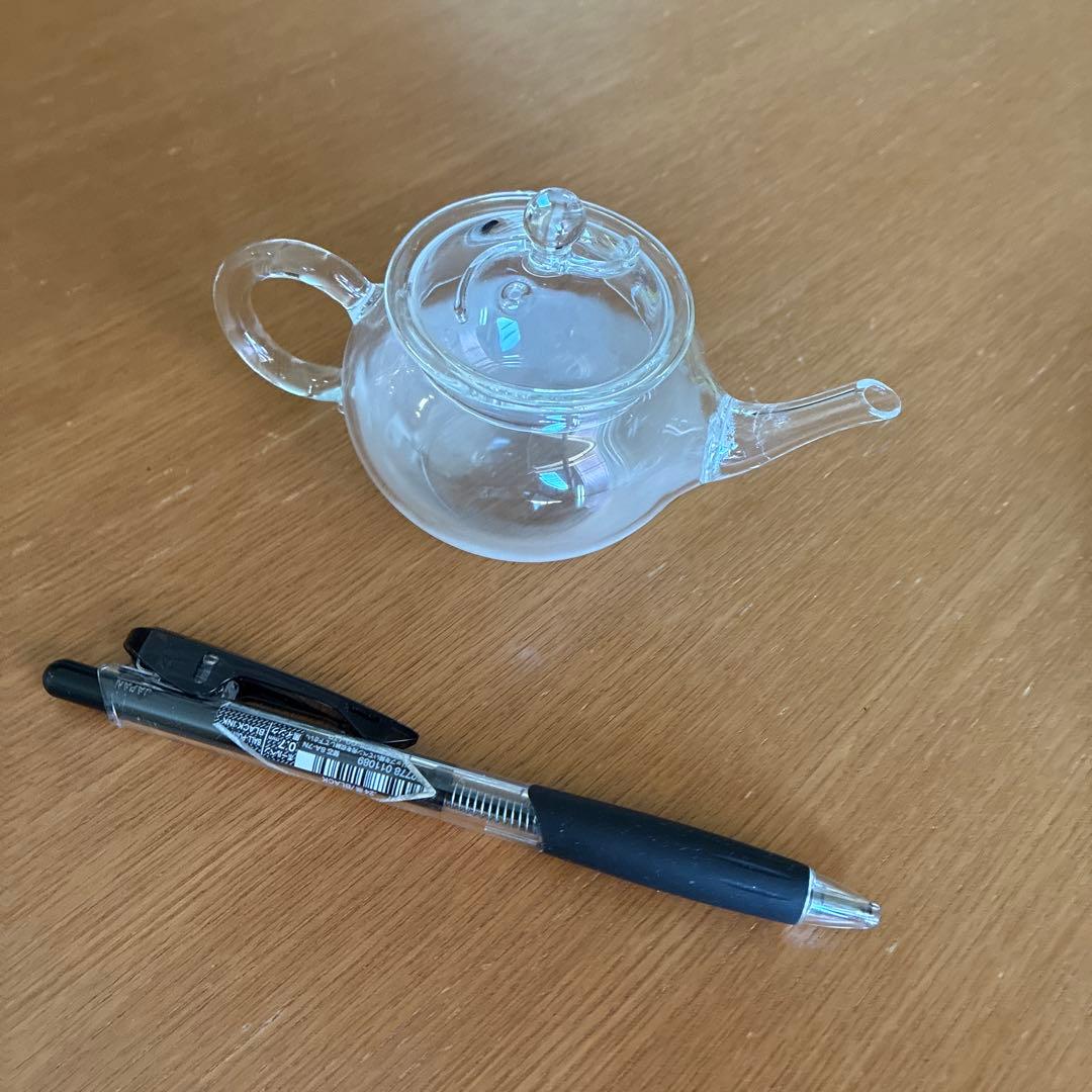 小川流煎茶道具　ガラス製急須 紋入。