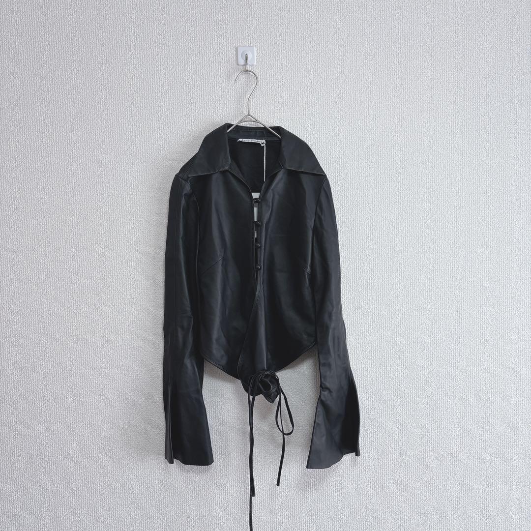 M*i様 Acne Studios レディース 本革レザージャケット 黒 ショー