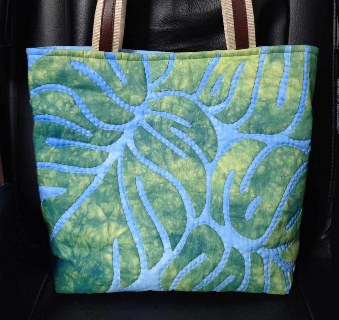 ハワイアンキルトバッグ・モンステラ