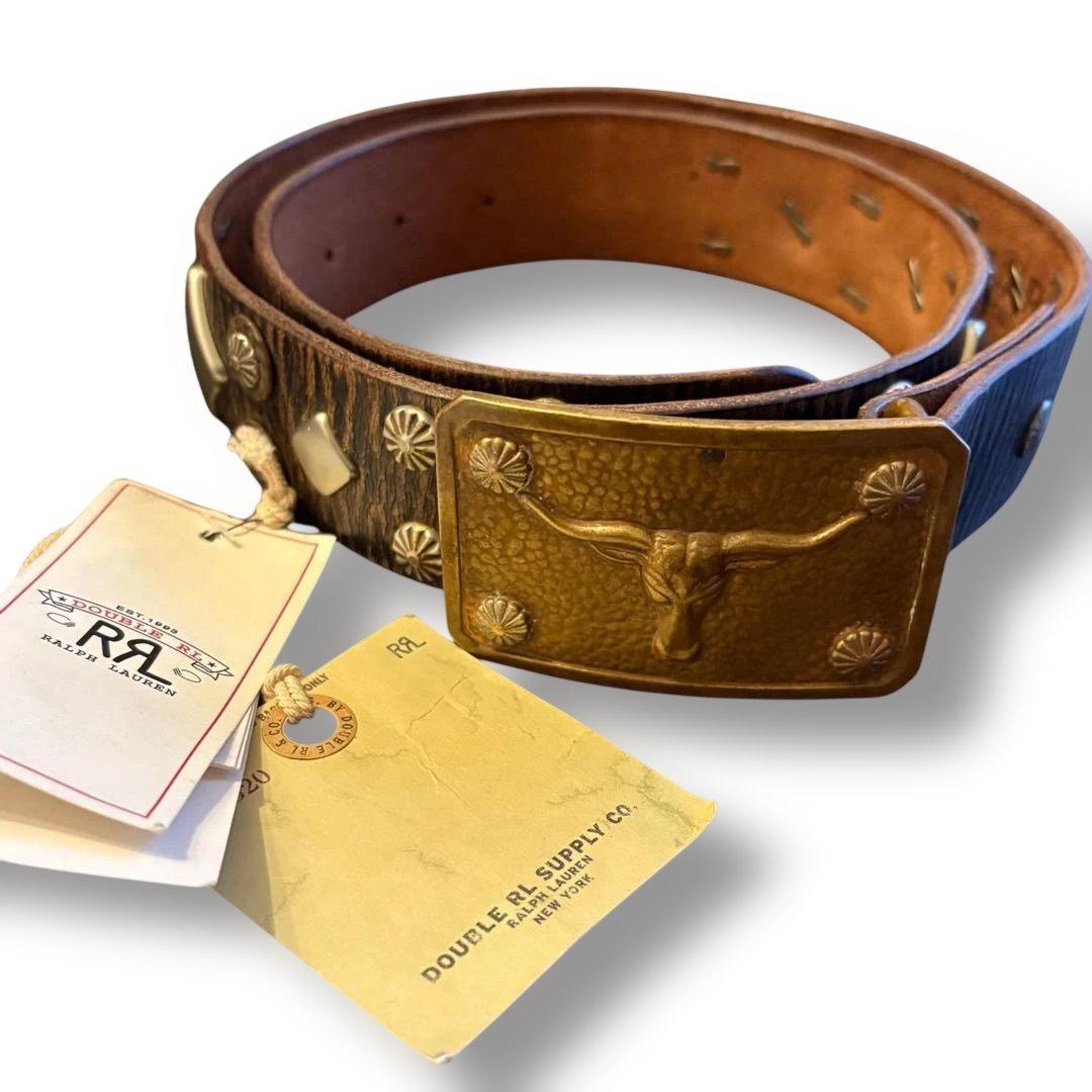 RRL スタデッドベルト ロングホーン イタリア製 30 希少 タグ付き
